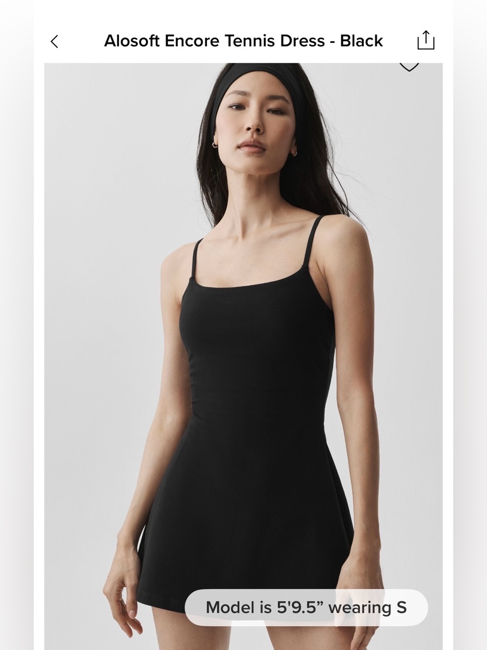 Alo AloSoft Encore Black Tennis Dress, size M